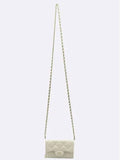 AP2569 White Color Caviar Skin Card Holder Zip Up Wallet On Chain Chanel