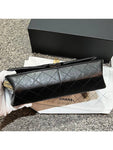 255 Vintage Calfskin Gold Tone Metal Large Flap Shoulder Bag Black Chanel