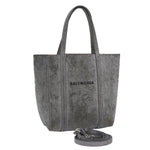 balenciaga Everyday Tote XXS Hand Bag Leather 2way Silver Silver Auth 87205