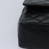 Chanel Matelasse Chain Shoulder Bag Leather Black Gold CC Auth 88183