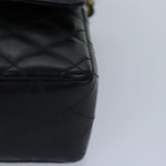 Chanel Matelasse Chain Shoulder Bag Leather Black Gold CC Auth 88183