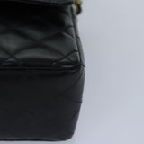 Chanel Matelasse Chain Shoulder Bag Leather Black Gold CC Auth 88183