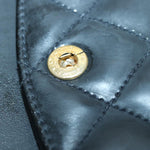 Chanel Matelasse Chain Shoulder Bag Leather Black Gold CC Auth 88183