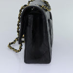 Chanel Matelasse Chain Shoulder Bag Leather Black Gold CC Auth 88183
