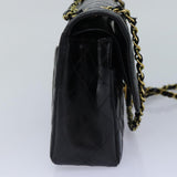 Chanel Matelasse Chain Shoulder Bag Leather Black Gold CC Auth 88183