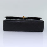 Chanel Matelasse Chain Shoulder Bag Leather Black Gold CC Auth 88183