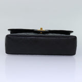Chanel Matelasse Chain Shoulder Bag Leather Black Gold CC Auth 88183