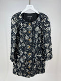 *HOT* Chanel 18C Navy Tweed Jacket with White Floral Embroideries and Crystal Bronze Buttons FR 42 (UK 14) RRP ¬£4800