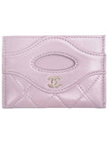 31 Gold Logo Lambskin Card Wallet Lavender Chanel