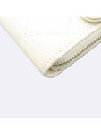 AP2569 White Color Caviar Skin Card Holder Zip Up Wallet On Chain Chanel