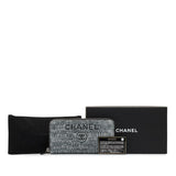 Chanel Long Zip Wallet in Tweed Denim Blue