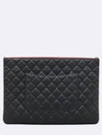 A82552 Black Caviar Classic Large CC Gold Logo Clutch Chanel
