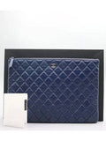 A82552 Navy Caviar Classic Large CC Silver Logo Clutch Chanel