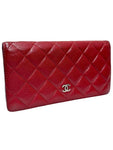 A31509 Red Caviar Skin Silver Logo Timeless Classic Flap Long Wallet Chanel