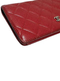 A31509 Red Caviar Skin Silver Logo Timeless Classic Flap Long Wallet Chanel