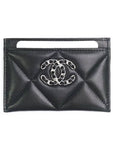 19 Logo Chain Quilted Lambskin Card Wallet Black Chanel