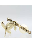 AB2307 CC Piercing Crystal Around Pearl Drop Gold Earrings Chanel