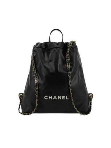 22 Shiny Calfskin Chain Backpack Black Chanel