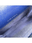 A80799 Navy caviar skin silver snap card holder business wallet Chanel