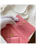 19 Gold Hardware Lambskin Flap Card Wallet Coral Pink Chanel