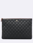 A82552 Black Caviar Classic Large CC Gold Logo Clutch Chanel