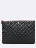 A82552 Black Caviar Classic Large CC Gold Logo Clutch Chanel