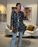 *HOT* Chanel 18C Navy Tweed Jacket with White Floral Embroideries and Crystal Bronze Buttons FR 42 (UK 14) RRP ¬£4800