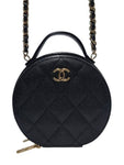 AP2502 Black Caviar Top Handle Tambourine Gold Chain Cross Bag Chanel