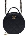 AP2502 Black Caviar Top Handle Tambourine Gold Chain Cross Bag Chanel