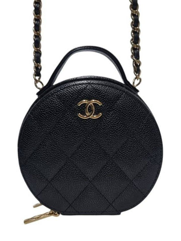 AP2502 Black Caviar Top Handle Tambourine Gold Chain Cross Bag Chanel