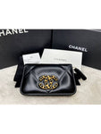 19 CC Logo Zip Around Lambskin Card Wallet Black Chanel