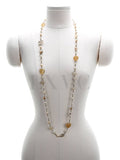 100th Anniversary Stone Long Necklace Pearl CC Logo Chain Chanel