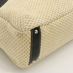 Chanel Logo Handbags Mini Boston Cotton Leather Natural Black Black Silver Gold  Blumin