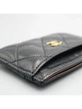 AP0213 Black grained calf caviar skin COCO gold logo classic card holder Matrasse wallet Chanel