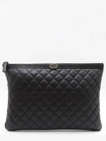 A84407 Boy silver metal large clutch Chanel
