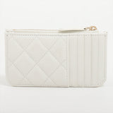 Chanel Matelasse Caviar White 5 Slot Zipper Card Case