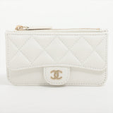 Chanel Matelasse Caviar White 5 Slot Zipper Card Case