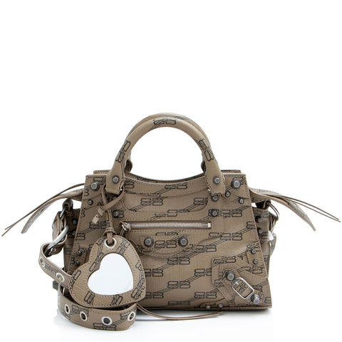 balenciaga BB Monogram Canvas Signature Neo Cagole City XS Satchel (SHF-uVcjOs)