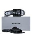 balenciaga - Black Croc Embossed Slide Sandals Sz 7.5