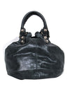 balenciaga - Black Leather Studded Motorcross Pompon Bucket Bag