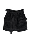 balenciaga - Black Reptile Embossed Belted Silk Miniskirt Sz 2
