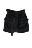 balenciaga - Black Reptile Embossed Belted Silk Miniskirt Sz 2
