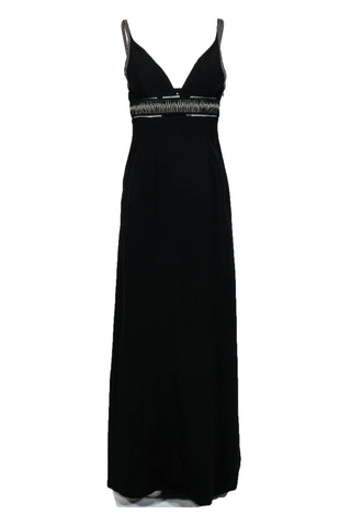 balenciaga - Black Sleeveless Gown w/ Silver Embroidery Sz M