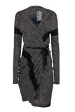 balenciaga - Black & Tan Polka Dot Wrap Dress Sz 6