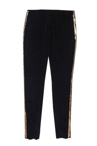 balenciaga - Black Tuxedo-Style Skinny Pants w/ Gold Sequins Sz 8
