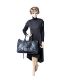 balenciaga Distressed Leather Classic Hardware City Duffle Bag Black
