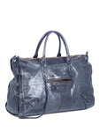 balenciaga Distressed Leather Classic Hardware City Duffle Bag Black