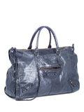 balenciaga Distressed Leather Classic Hardware City Duffle Bag Black