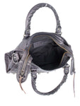 balenciaga Distressed Leather Classic Hardware Mini City Bag Black