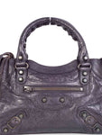 balenciaga Distressed Leather Classic Hardware Mini City Bag Black